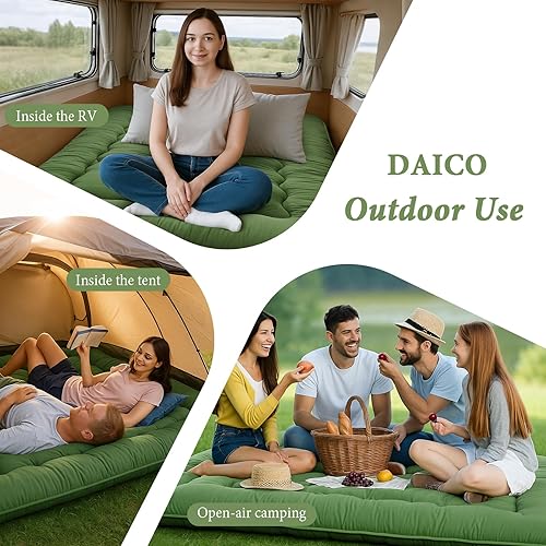 Miniatura 6 de DAICO Colchón japonés de suelo tipo futón, tamaño individual, 39 x 80 pulgadas, 4 pulgadas, tapete de tatami grueso, tapete plegable enrollable para