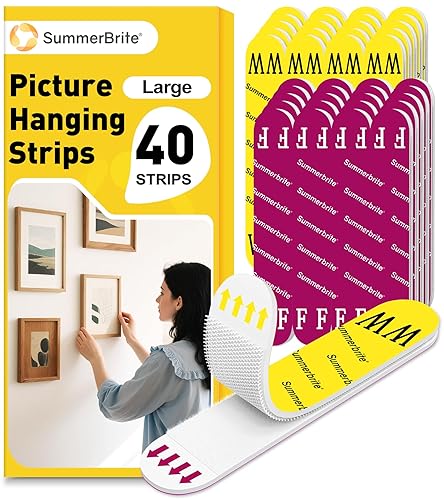 Tiras grandes para colgar cuadros, resistentes, sin daños para paredes sin clavosherramientas, kit de tiras adhesivas de gancho y bucle para pared,