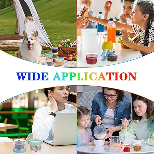 Miniatura 7 de 6 recipientes de plástico de 4 onzas con tapas de rosca, reutilizables de 12 taza pequeños recipientes de almacenamiento de alimentos, a prueba de