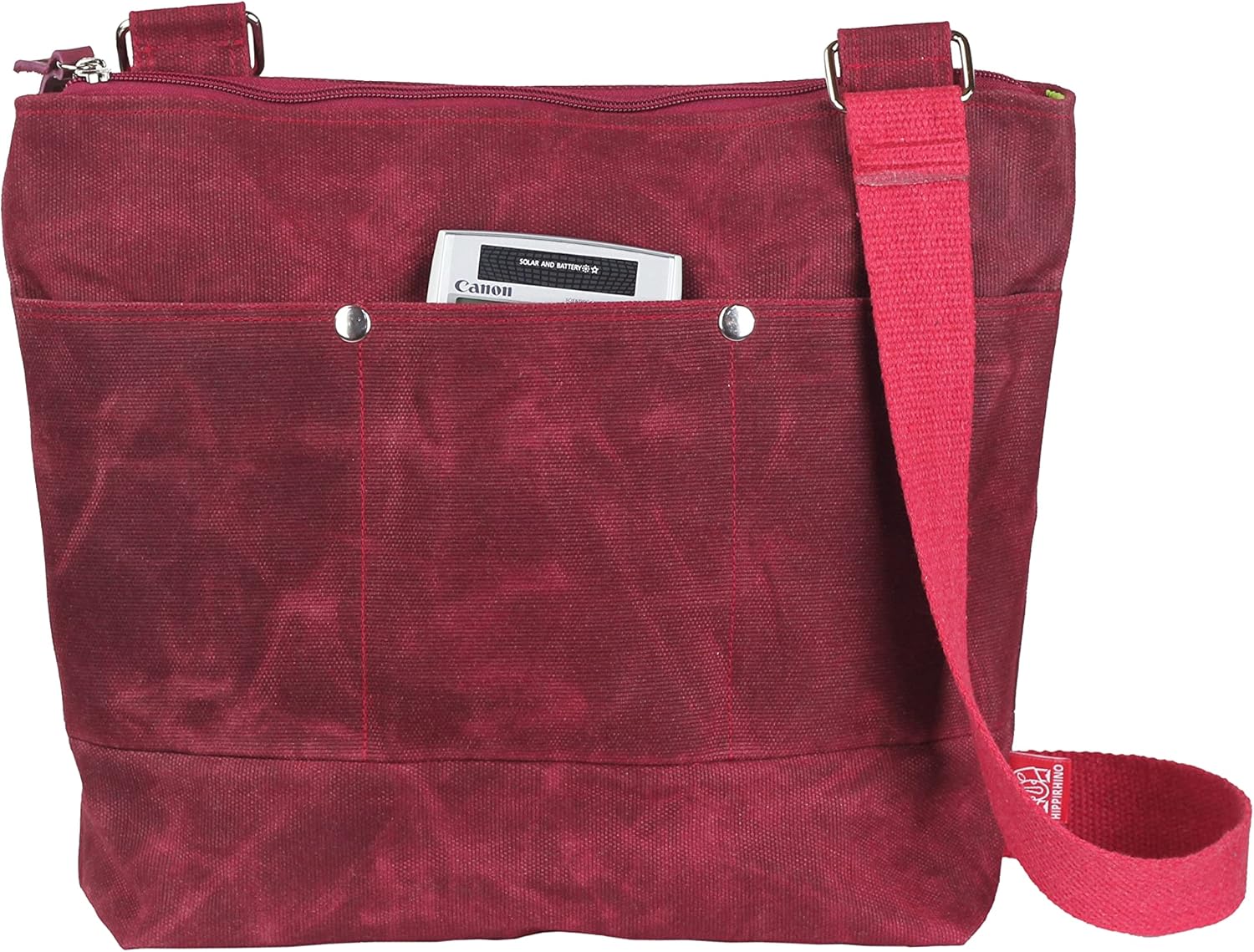 Unisex Waxed Canvas Crossbody Tote Bag with Pockets Sturdy City Outdoors Travel Bag Top Zipper Closure