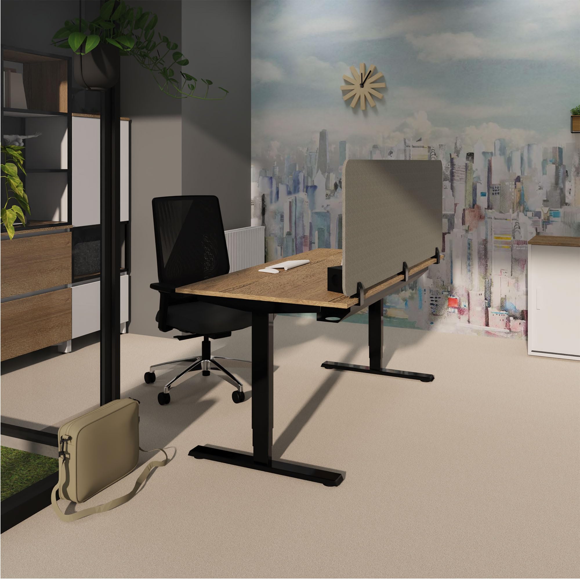 ASSMANN Trennwand Schreibtisch VITECO, 140x56cm, Akustik Sichtschutz