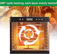 Vista 7 de Wixkix Commercial Food Dehydrator Machine, 6 Stainless Steel Trays Dehydrators for Food and Jerky, Electric Fruit Dryer Dehydrator, 24H Timer