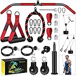RENRANRING Weight Cable Pulley System Gym, Upgraded Cable Pulley Attachments for LAT Pull Down, Biceps Curl, Tricep, Arm Workouts - Home Gym Add On Equipment