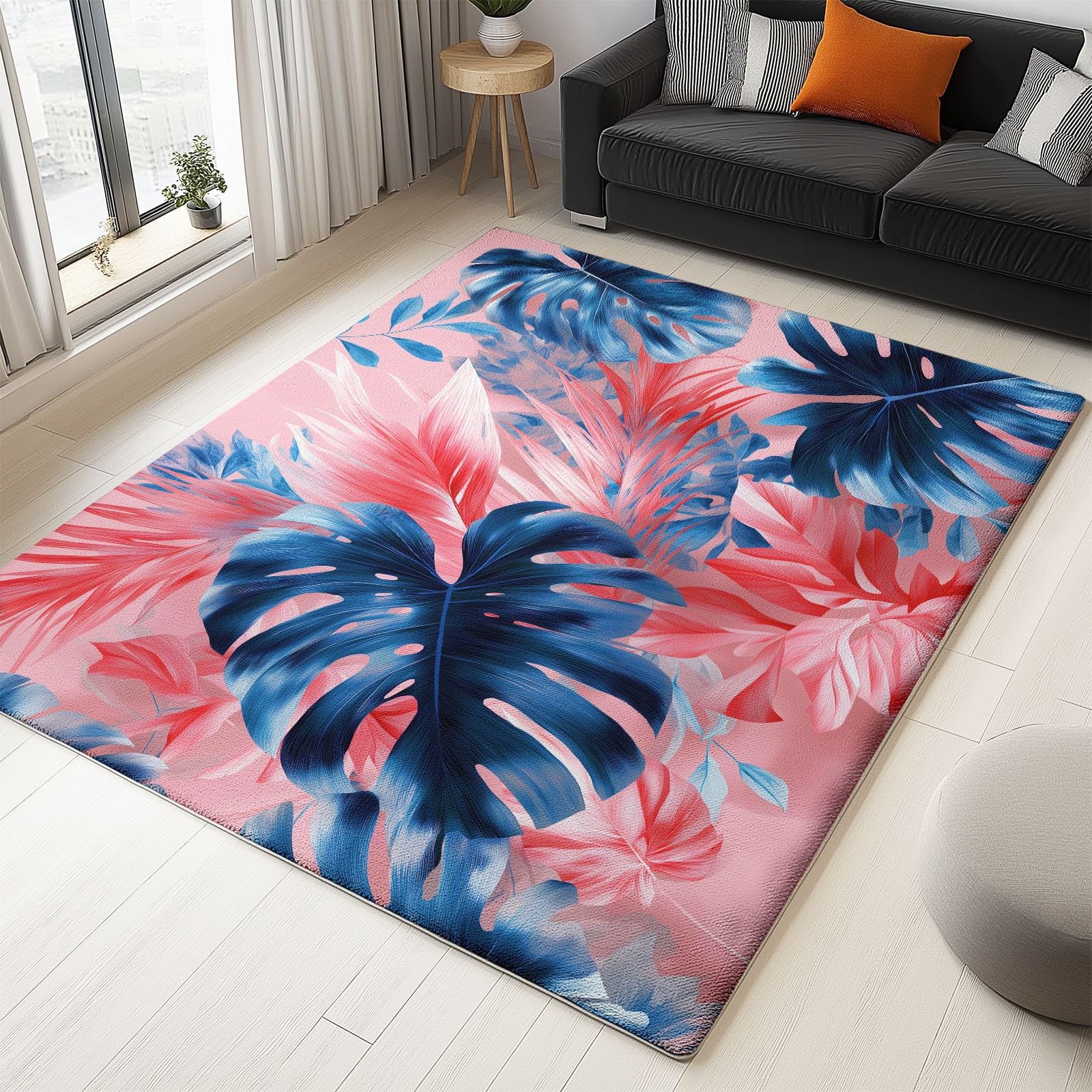 Tapis chambre garçons filles motif plantes minimaliste 120x170