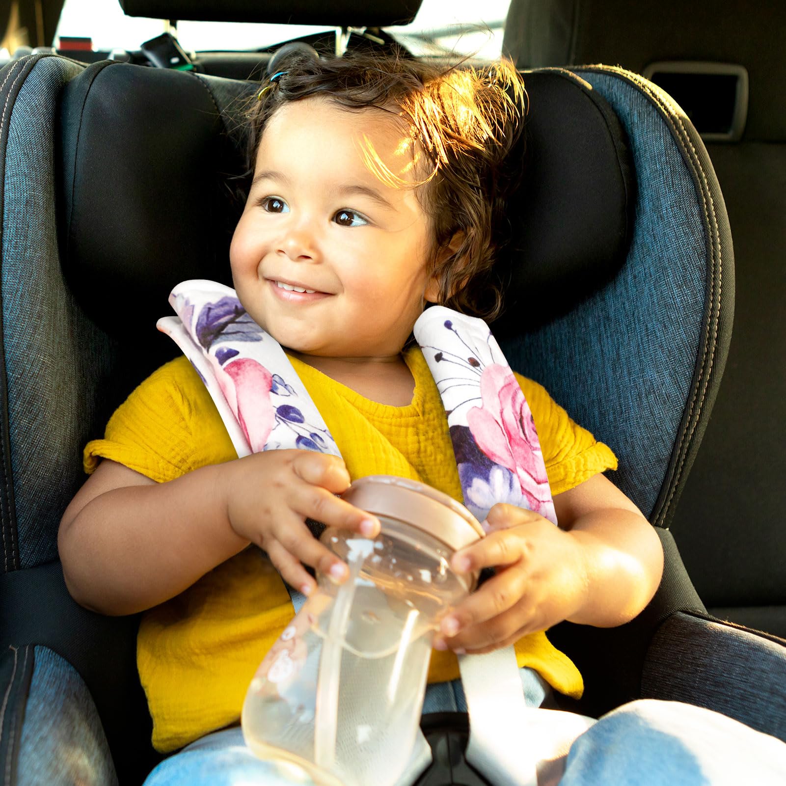 Pea Pod Paquete de 2 correas de asiento de coche para bebé, correas de asiento de coche, almohadillas de hombro para cinturón de seguridad para asientos de coche, cochecito, cochecito