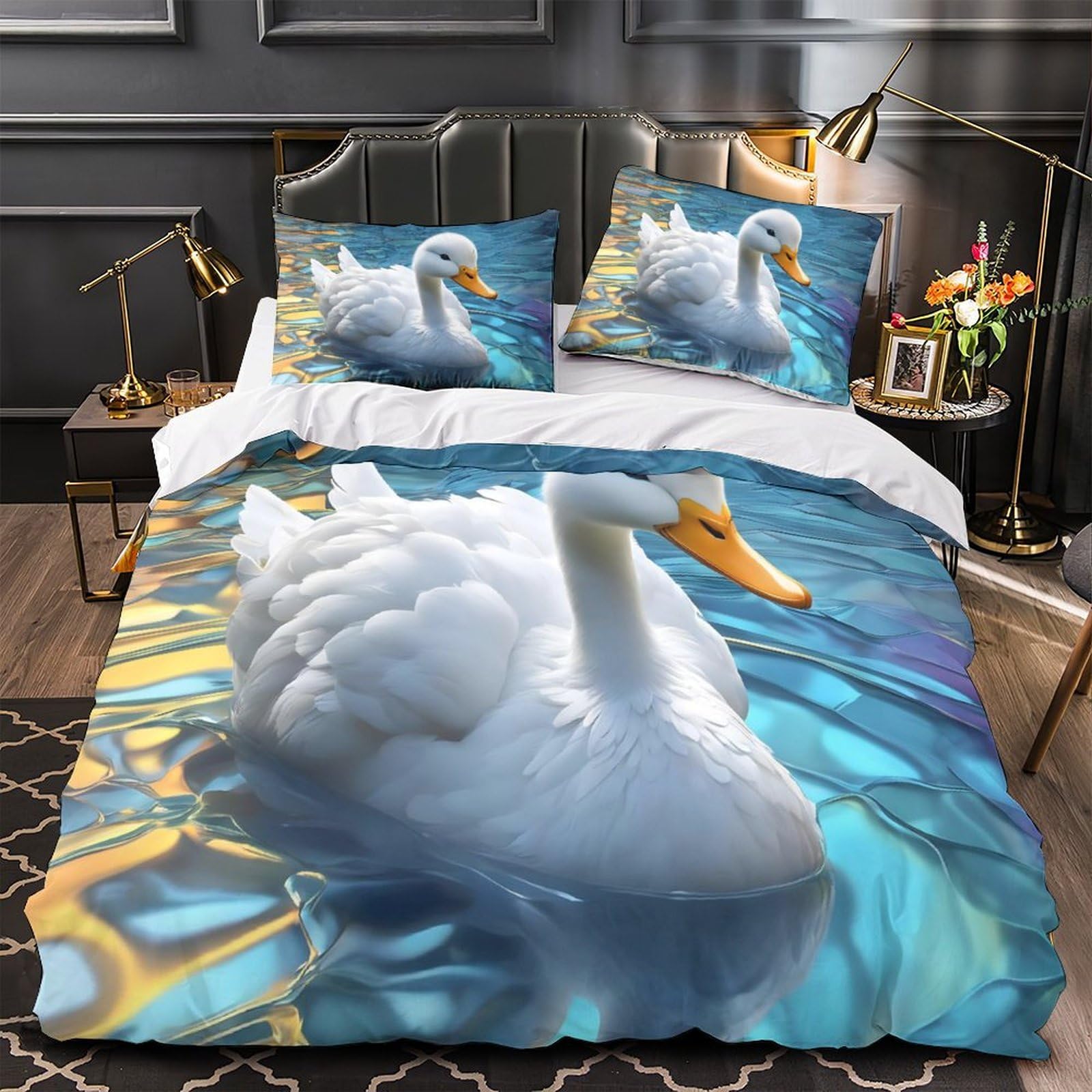 Parure de lit baleine 260x220cm au confort supérieur en microfibre imprimée pour adulte