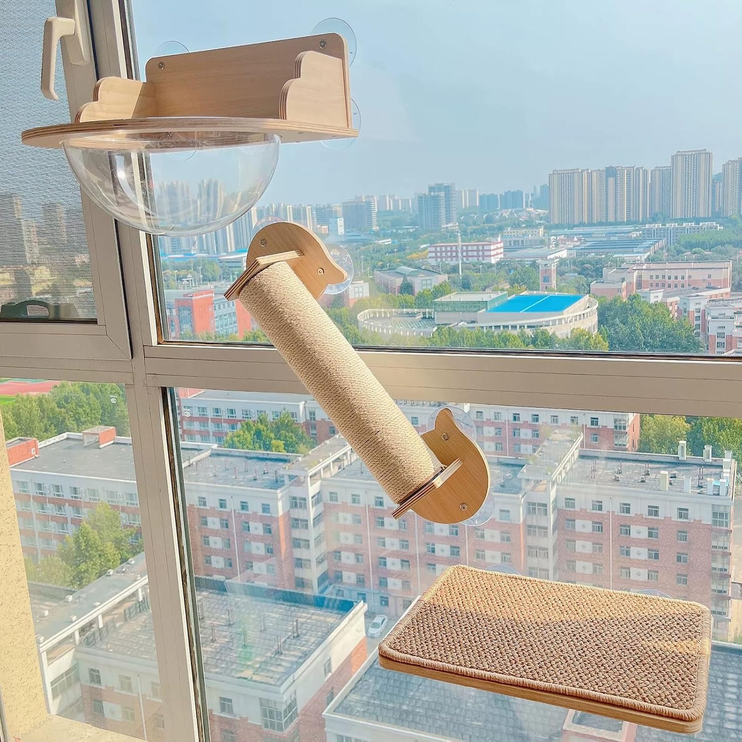 3-Piece Wall Mounted Cat Furniture, Cat Wall Shelves, Wood Cat Climbing Shelf for Indoor, Cat Climbing Wall