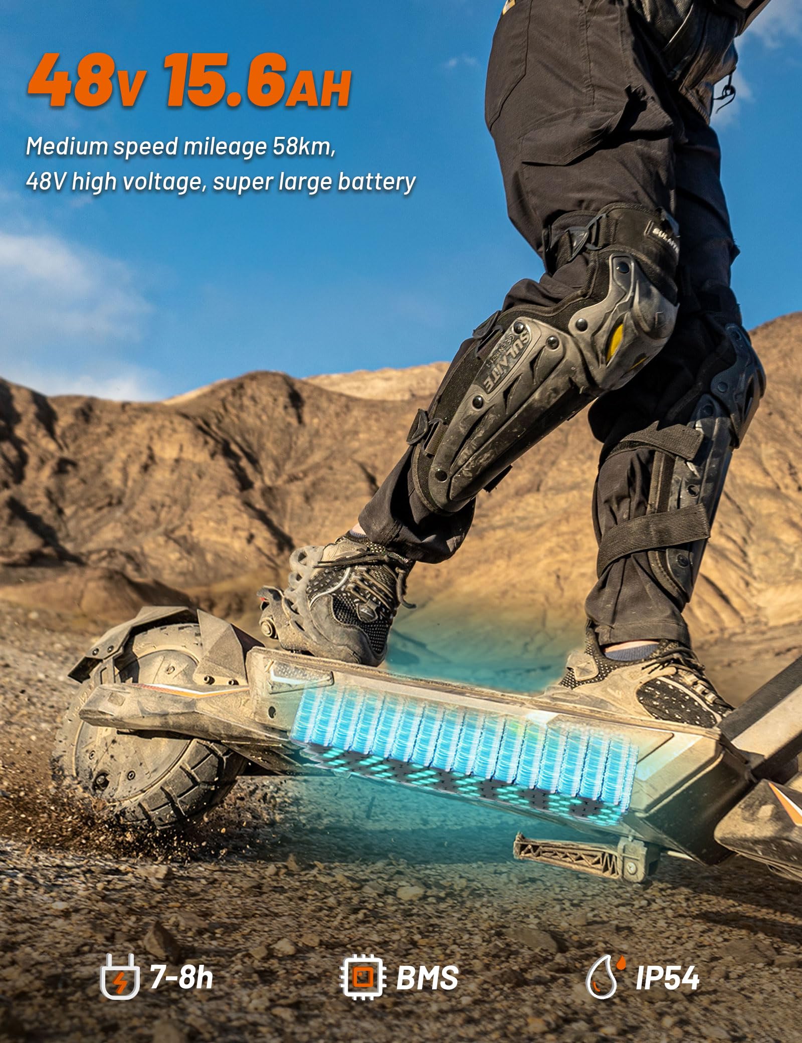 KuKirin T3 Monopattino Elettrico Adulto, Motore Potente e Batteria 48V 15.6Ah Fino 58Km Autonomia, Monopattini Elettrici Fuoristrada con Doppia Sospensione, Illuminazione RGB & Capacità Carico 120Kg