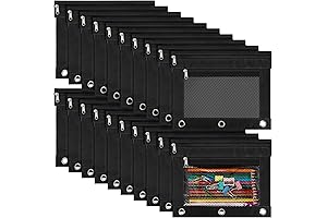20-Pack Black Pencil Pouch for 3-Ring Binders and Bulk Binder Pencil Pouch with Zipper