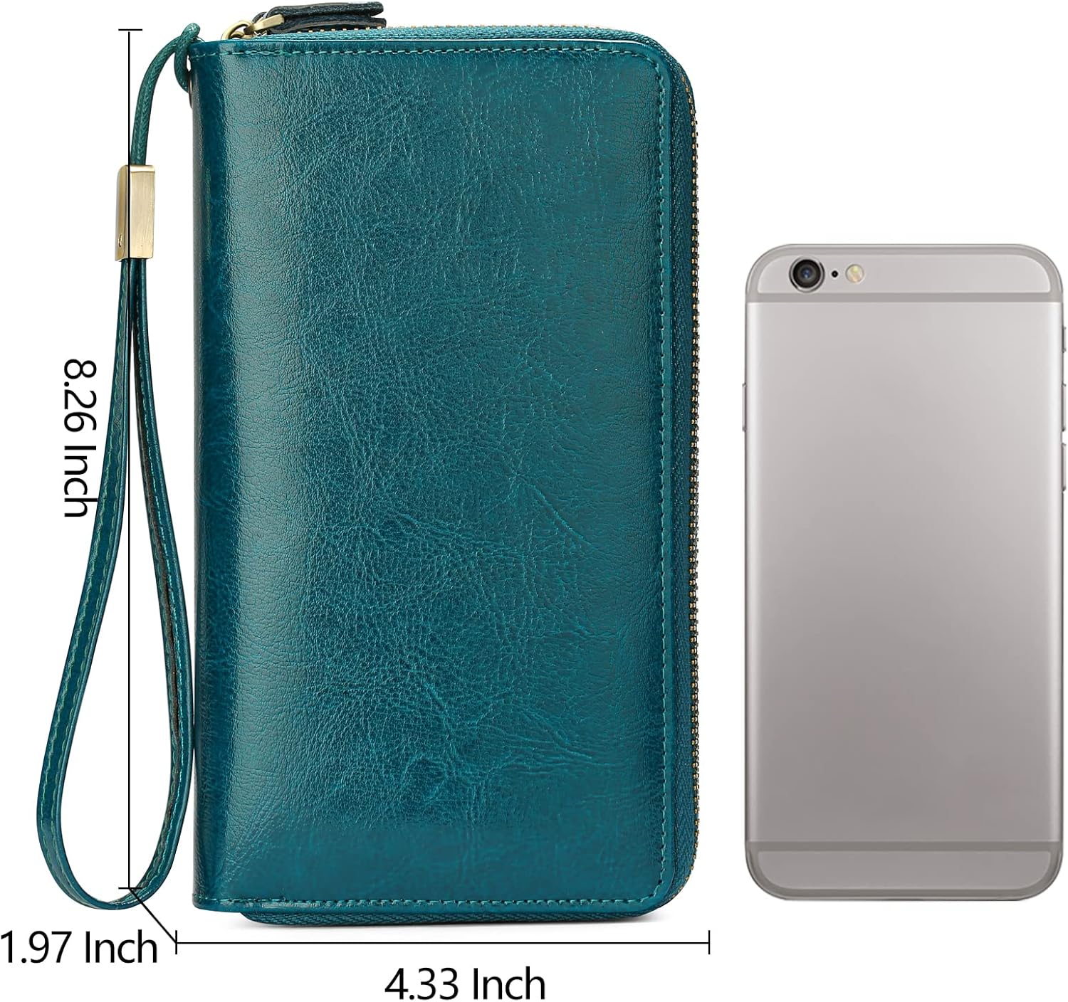 SENDEFN Leather Women Wallet RFID Blocking Zipper Around Phone Holder Clutch Wristlet Large Capacity - Image 5