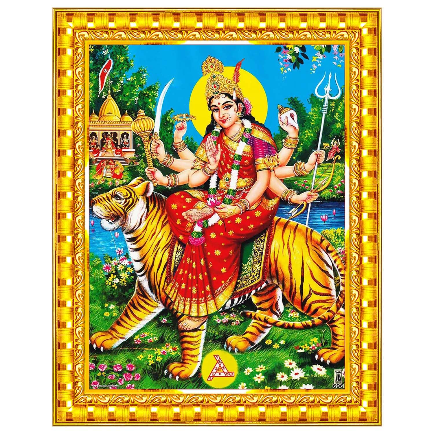 Pavan Photo Laminations Durga Maa Mata Devi Goddess Sherawali Ji Ambe Wall Painting Framed Home Decor (Wood,Matte,Gold,Small Size,6 x 8 Inch) R173S-image-35
