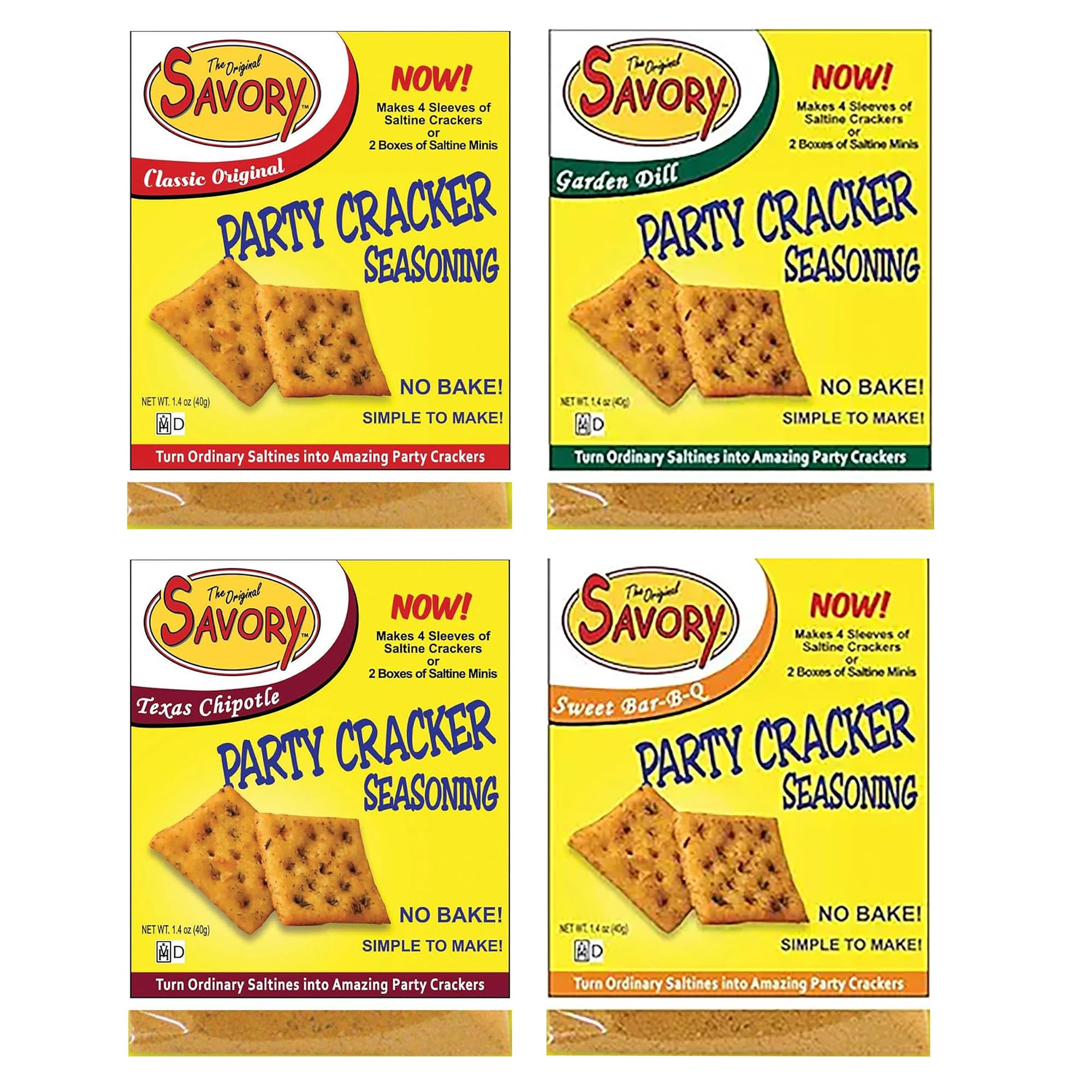 Savory Saltine Seasoning 1.4 Ounce Sampler Set 4 Flavors 4 Pack
