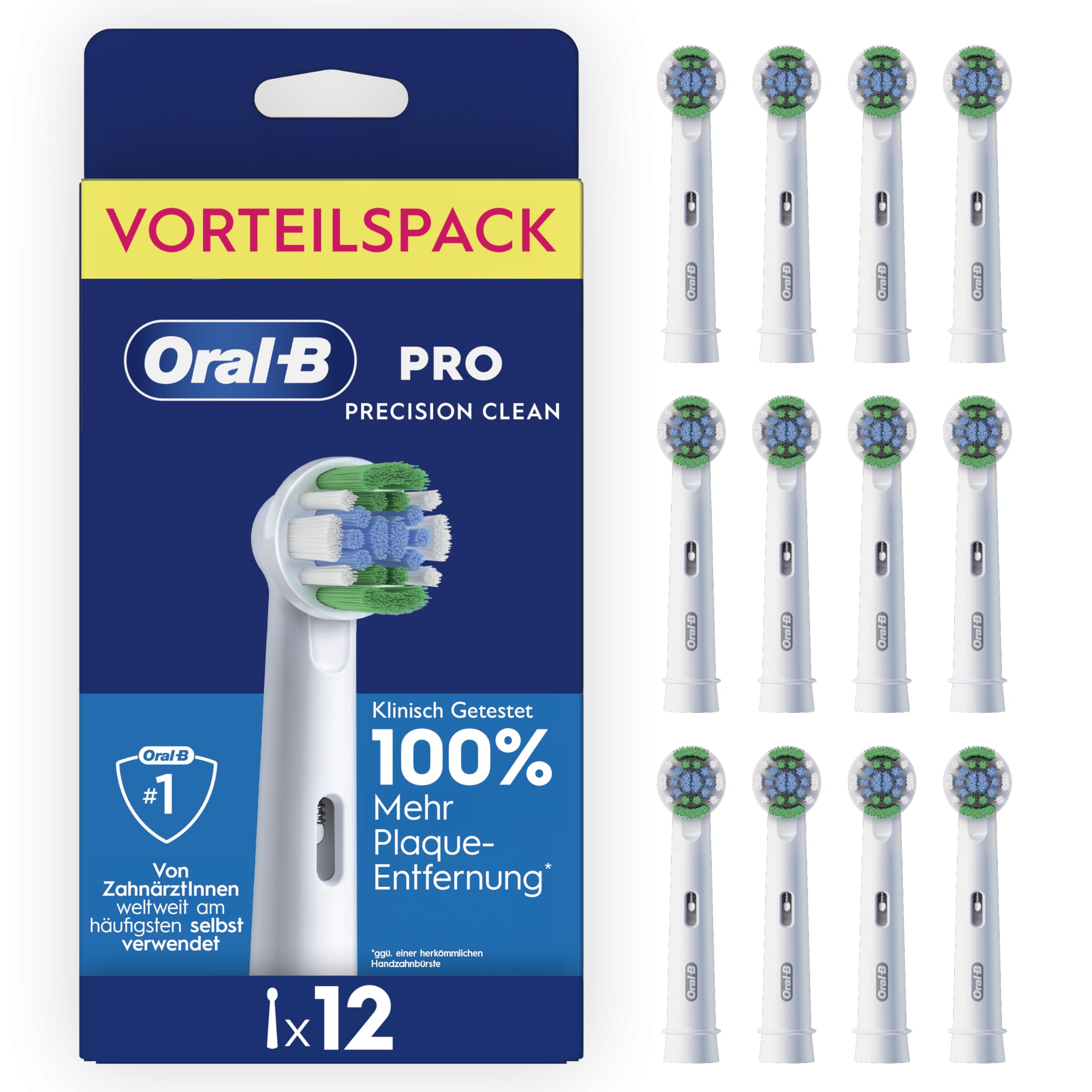 Oral-B Aufsteckbürsten PRO Precision Clean, Weiß, 12 Stück | Original Zahnbürstenaufsatz für Elektrische Zahnbürste, Zahnreinigung für Täglich Frischen Atem
