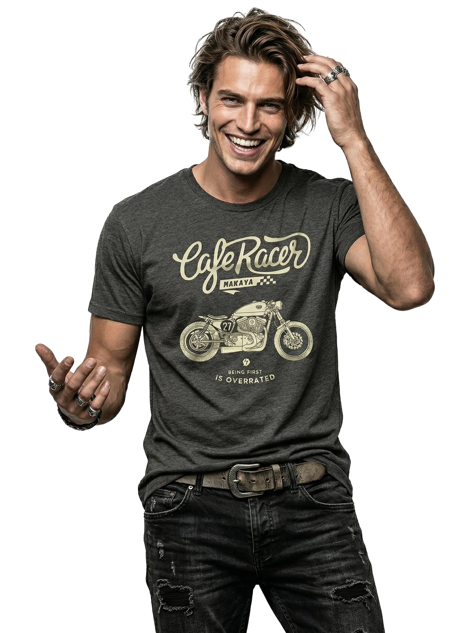 MAKAYA Idee Regalo Originali Uomo Moto - Maglietta Biker Motociclista