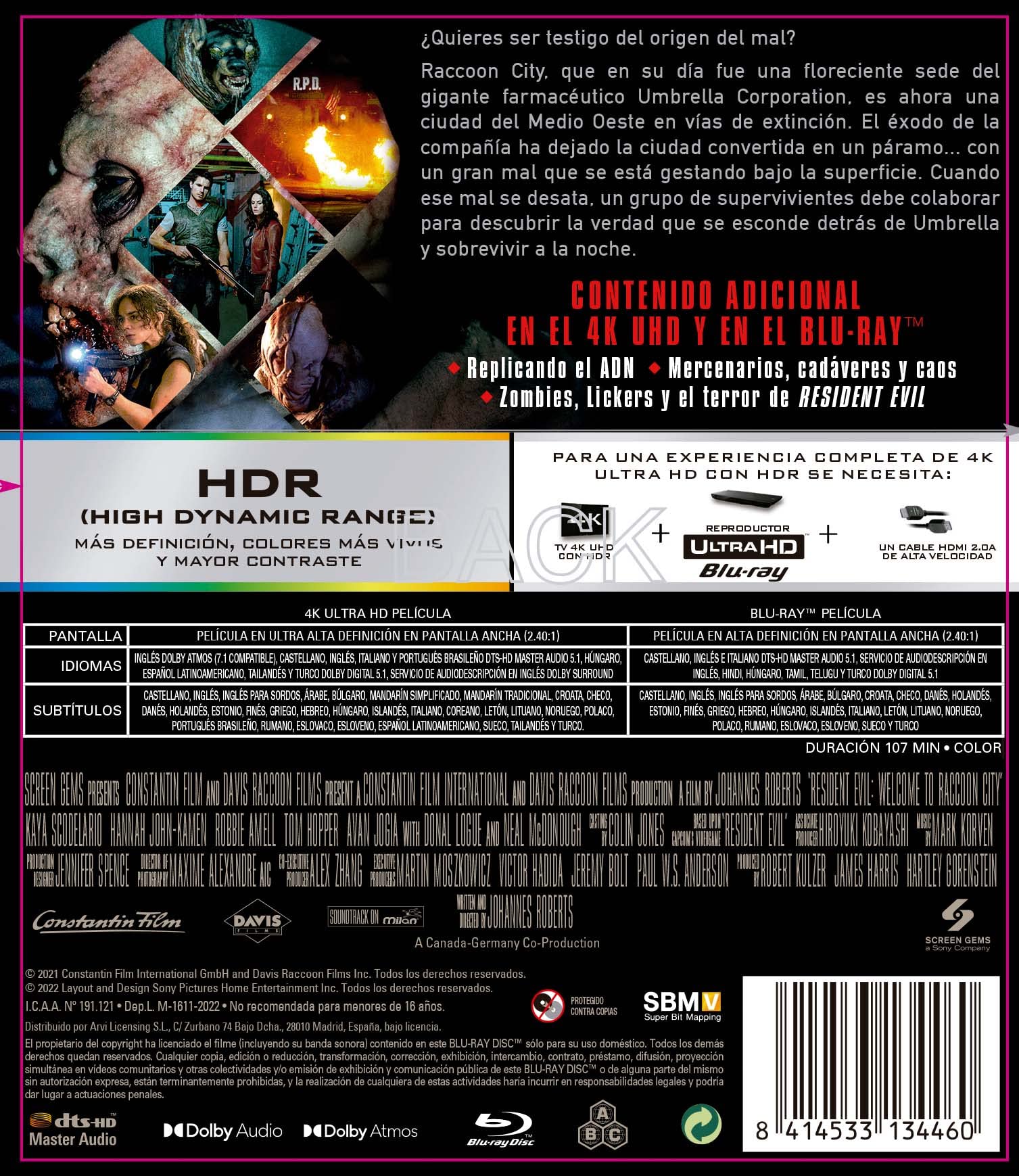 Resident Evil: Bienvenidos a Raccoon City (4K Ultra-HD + Blu-ray) [Blu-ray]
