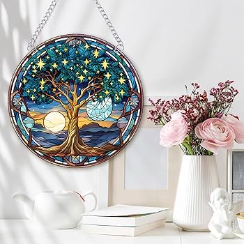 Amazon.co.jp: DRWSSR 生命の樹 ステンドグラス サン