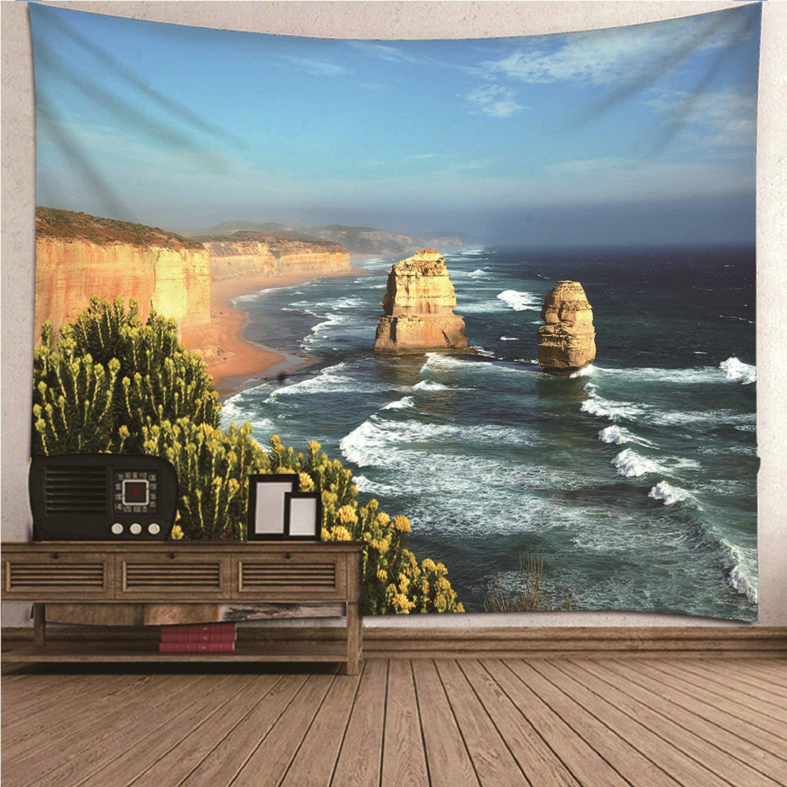 Tapiz de pared KnSam de 150x150 cm: decora salones aburridos con poliéster azul y verde