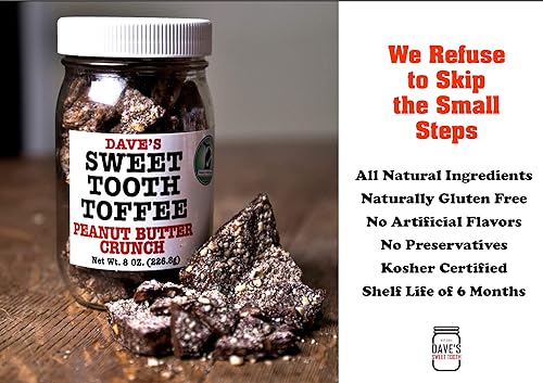 Miniatura 5 de Dave's Sweet Tooth Toffee, sabor crujiente de mantequilla de maní con mantequilla real, azúcar real y almendras rebanadas a mano, hecho a mano,