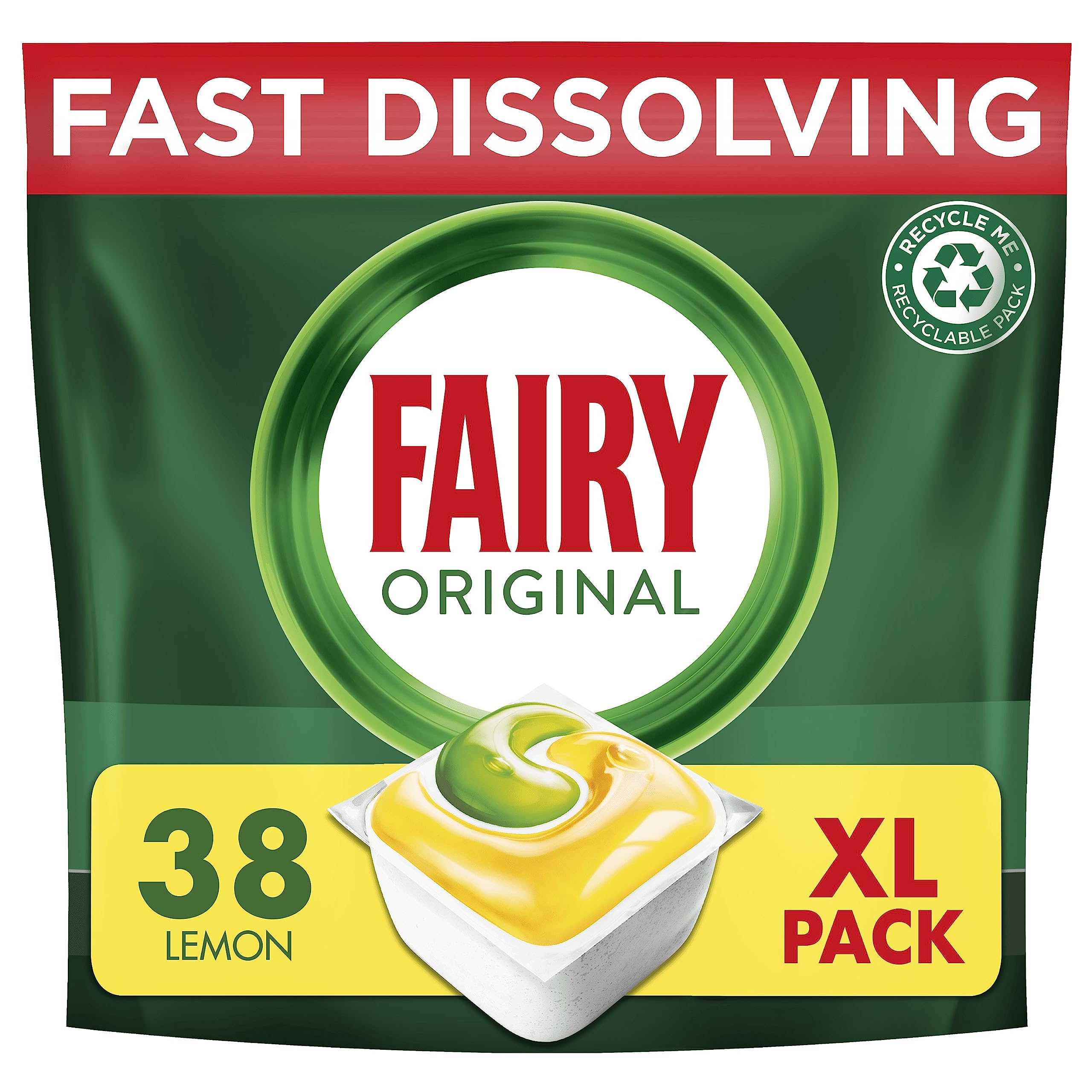 Fairy Original All In One Dishwasher Tablets, Lemon, 38 Capsules
