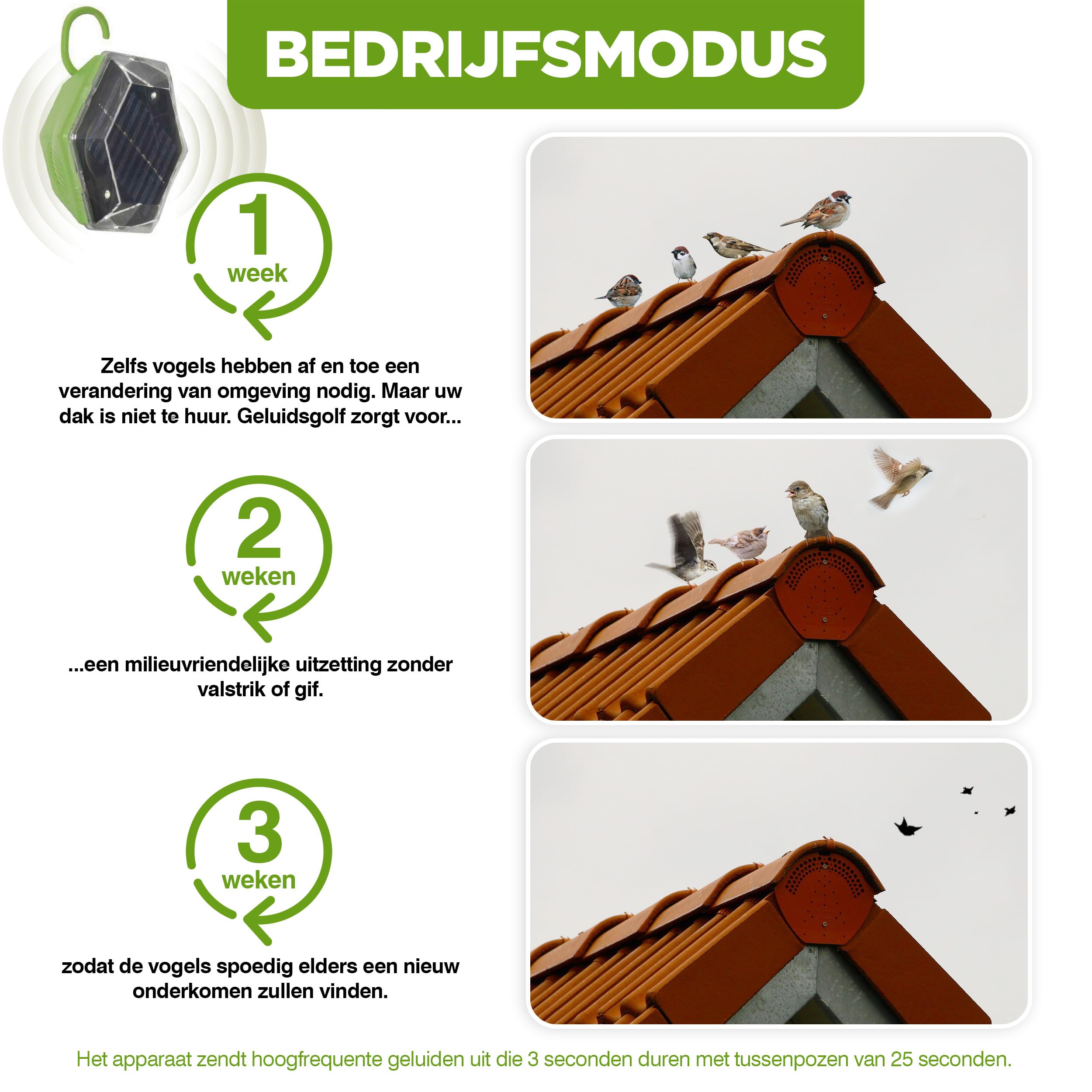 Répulsif à Oiseaux Solaire à Ultrasons - Capacité 5000mAh - Conducteur