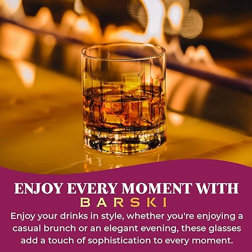 Miniatura 7 de Barski Vasos de whisky  Doble Old Fashioned Rocks Glass  Juego de 4 vasos de cristal DOF  para whisky  Bourbon  Agua  Bebidas  Vasos para beber  11