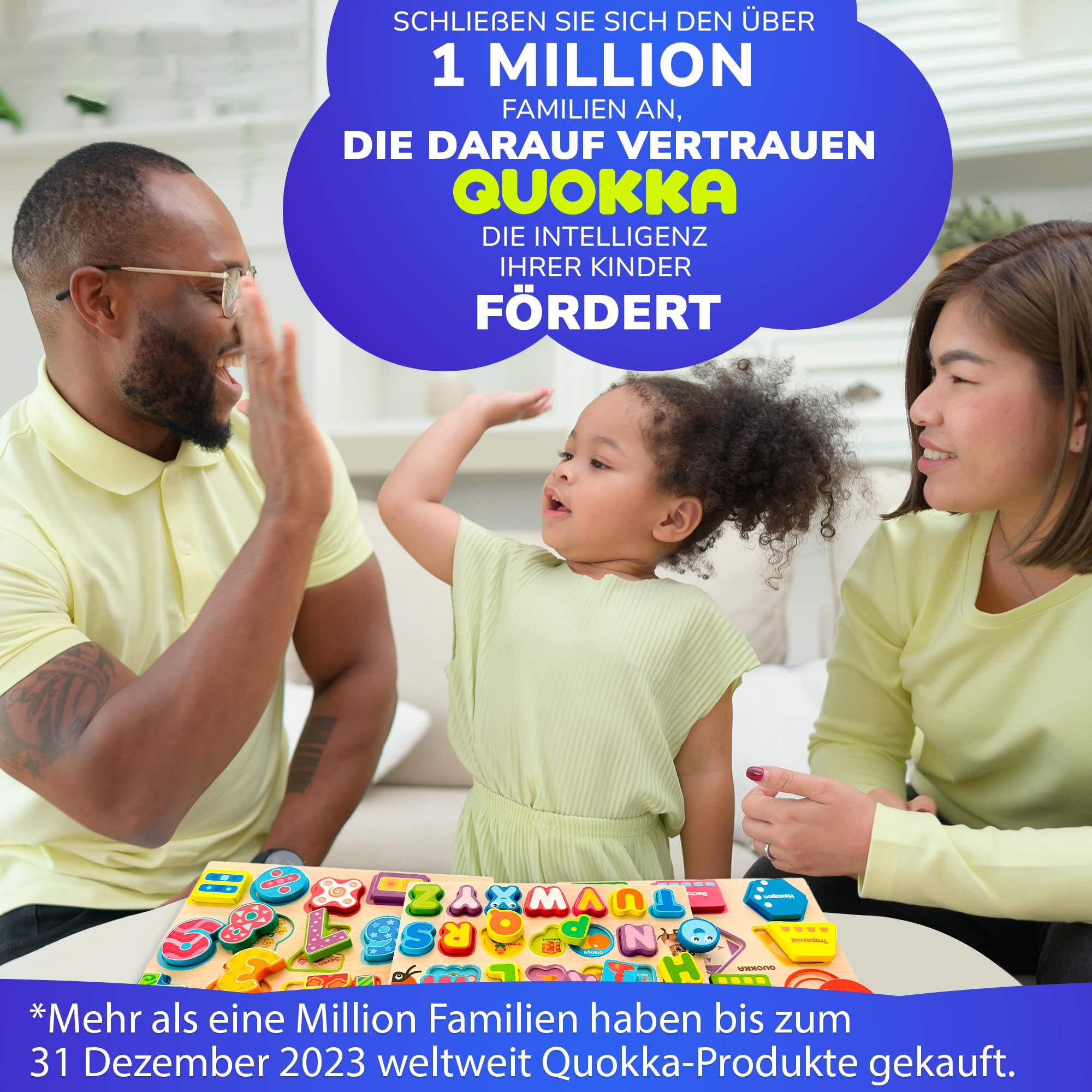 QUOKKA Spielzeug für 1-3-Jährige – Dicke Montessori-Holzpuzzlespiele für Kinder ab 4 Jahren – Geschenkidee für Mädchen und Jungen – Lernspiele – Tiere und Formen