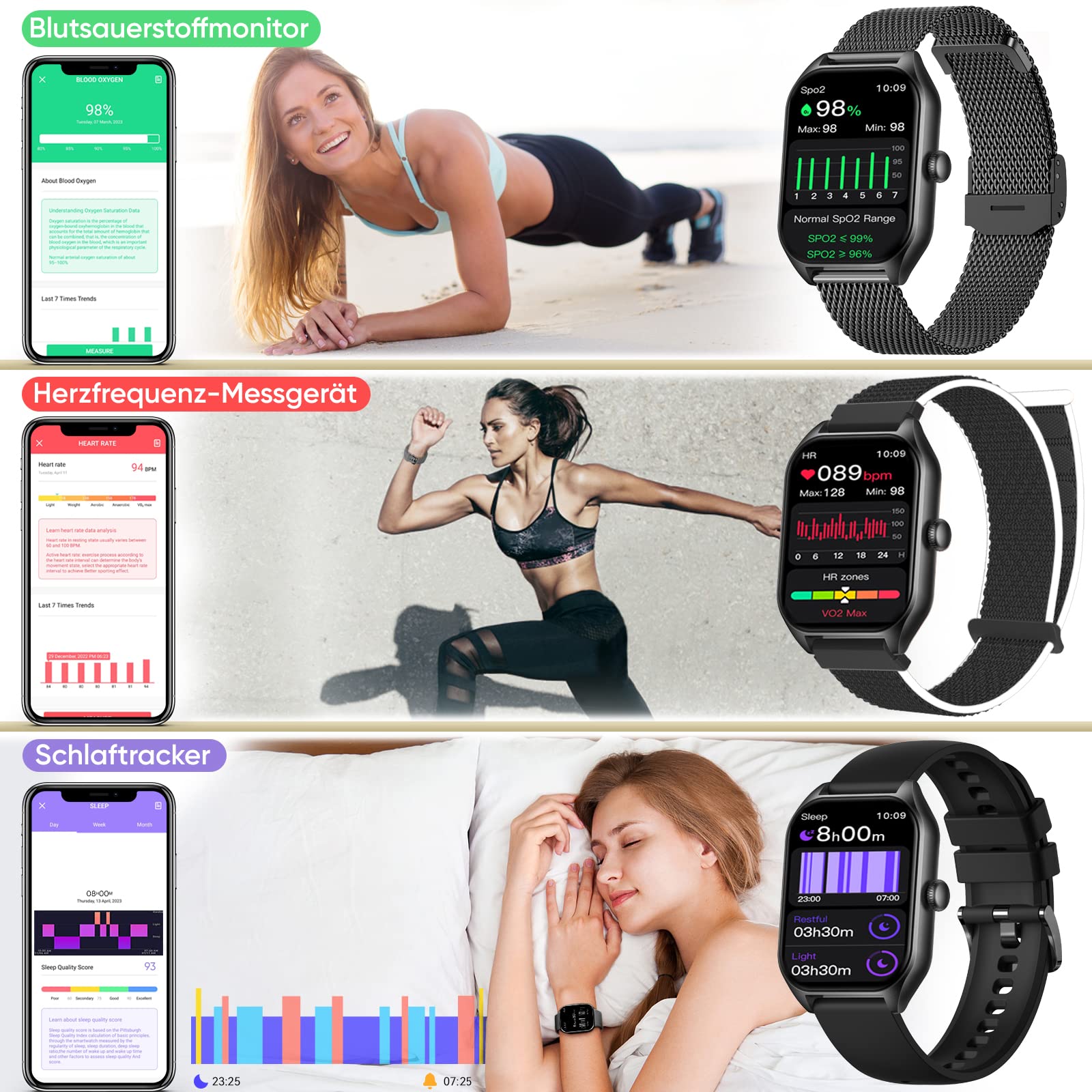 Zegarek Damski Smartwatch Z Funkcją Telefonu - Android, Whatsapp, 1,85" Ekran, Smart Watch, Tracker Fitness, Krokomierz+