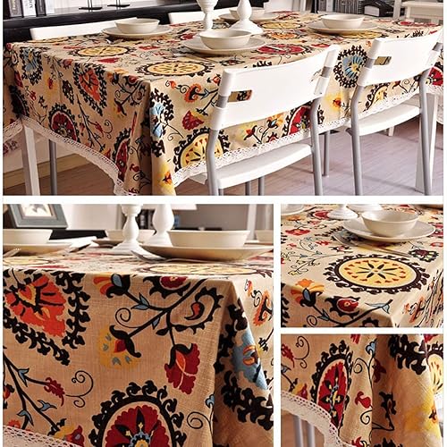 Miniatura 2 de Bringsine - Mantel rectangular de lino lavable, diseño clásico, varios tamaños