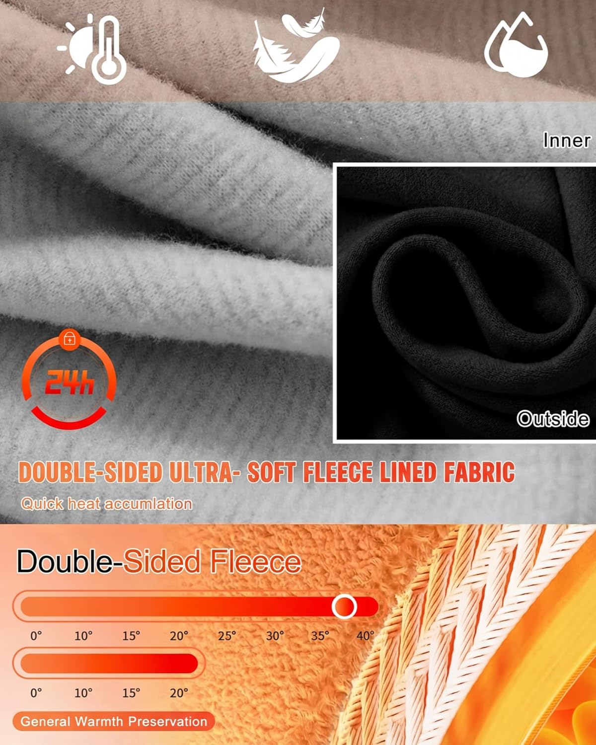 Patelai 2 Pack Thermal Underwear for Men Fleece Lined Winter Base Layer Set Long Sleeve Crew Neck Top and Bottom - Image 4