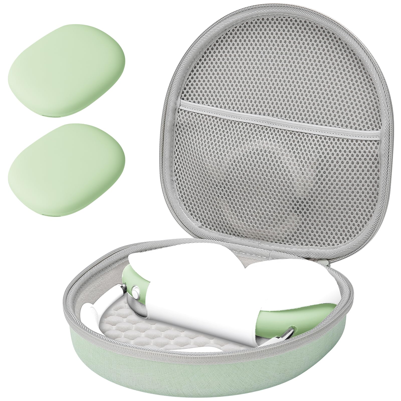 ProCase Airpods Max Case, Hard Travel Carrying Headphone Case with Silicone Earpad Cover & Mesh Pocket, Airpod Max Accessories Bag -Green