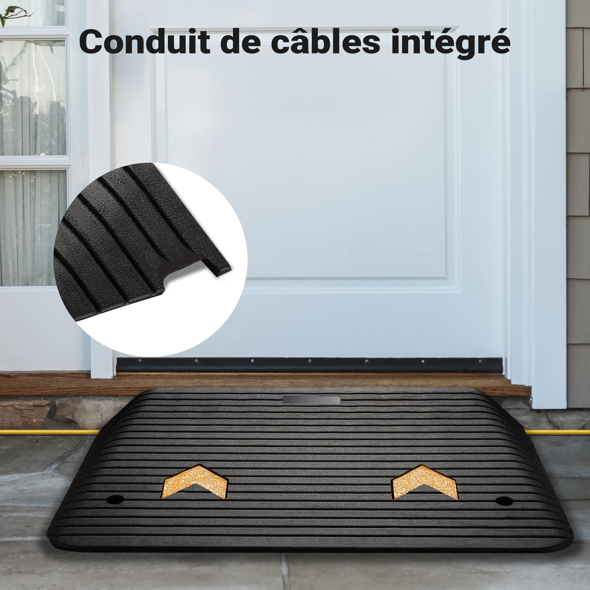 Wiltec Rampe d’accès – 902 x 620 x 102 mm – Capacité Max. 50 t – en Caoutchouc – Handicapés, Fauteuil Roulant & Déambulateur – Surface antidérapante
