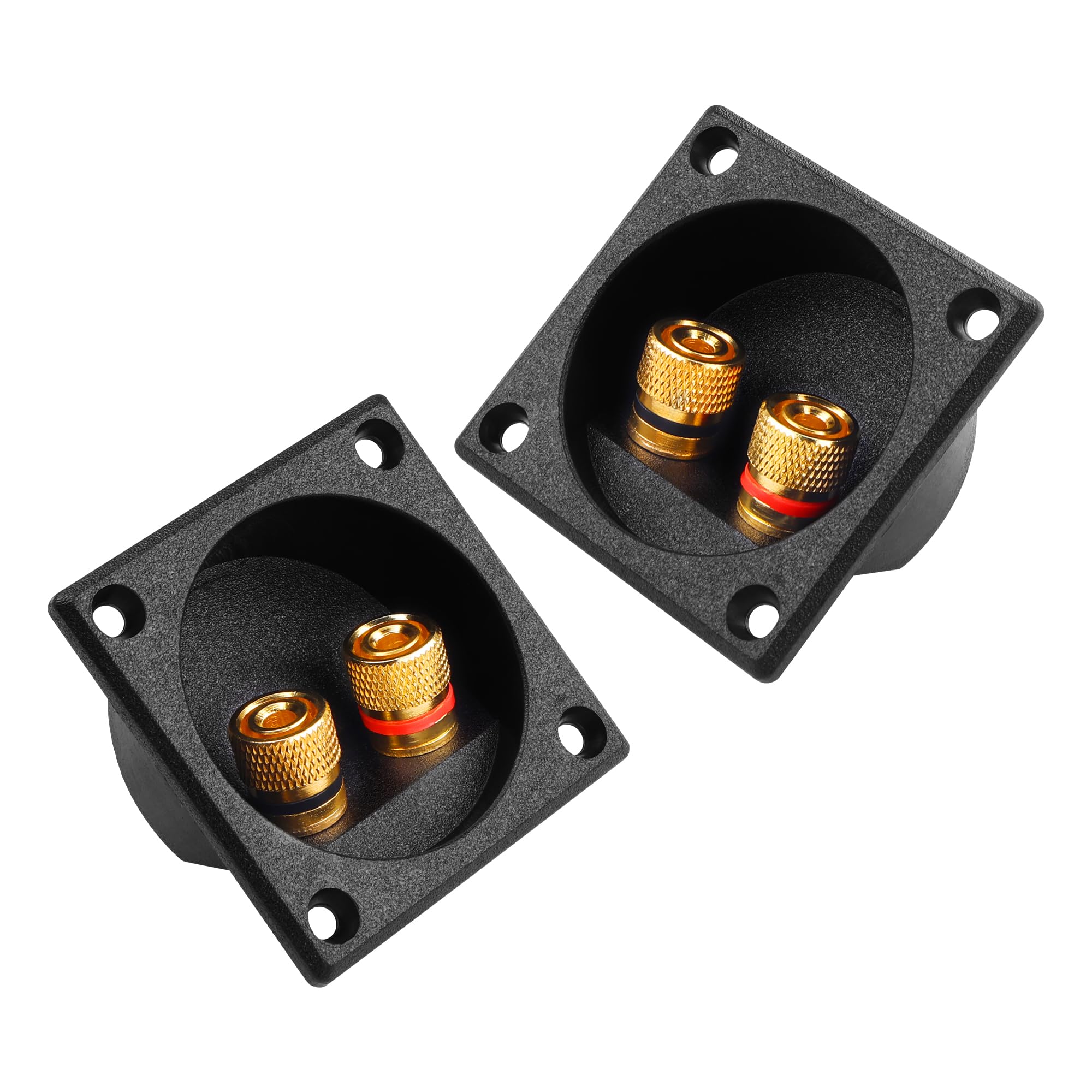 PNGKNYOCN Speaker Junction Box Terminal, 57X57mm 2 Way Binding Post Subwoofer Box Terminal for Car/Home Audio DIY2 Pack
