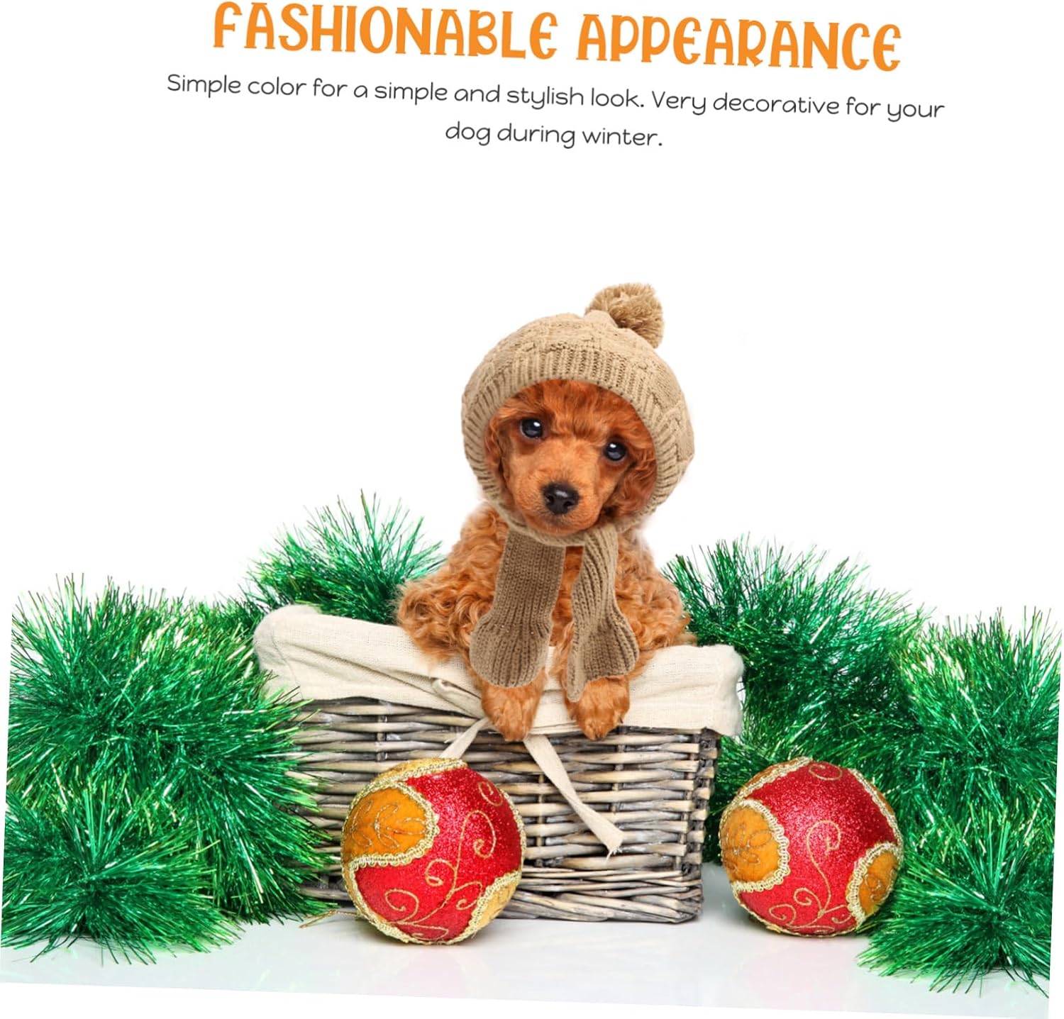 FRCOLOR Dog Hat with Scarf Cozy Knitted Cap for Pets Warm Lining Adorable Design for Cold Weather for Outings