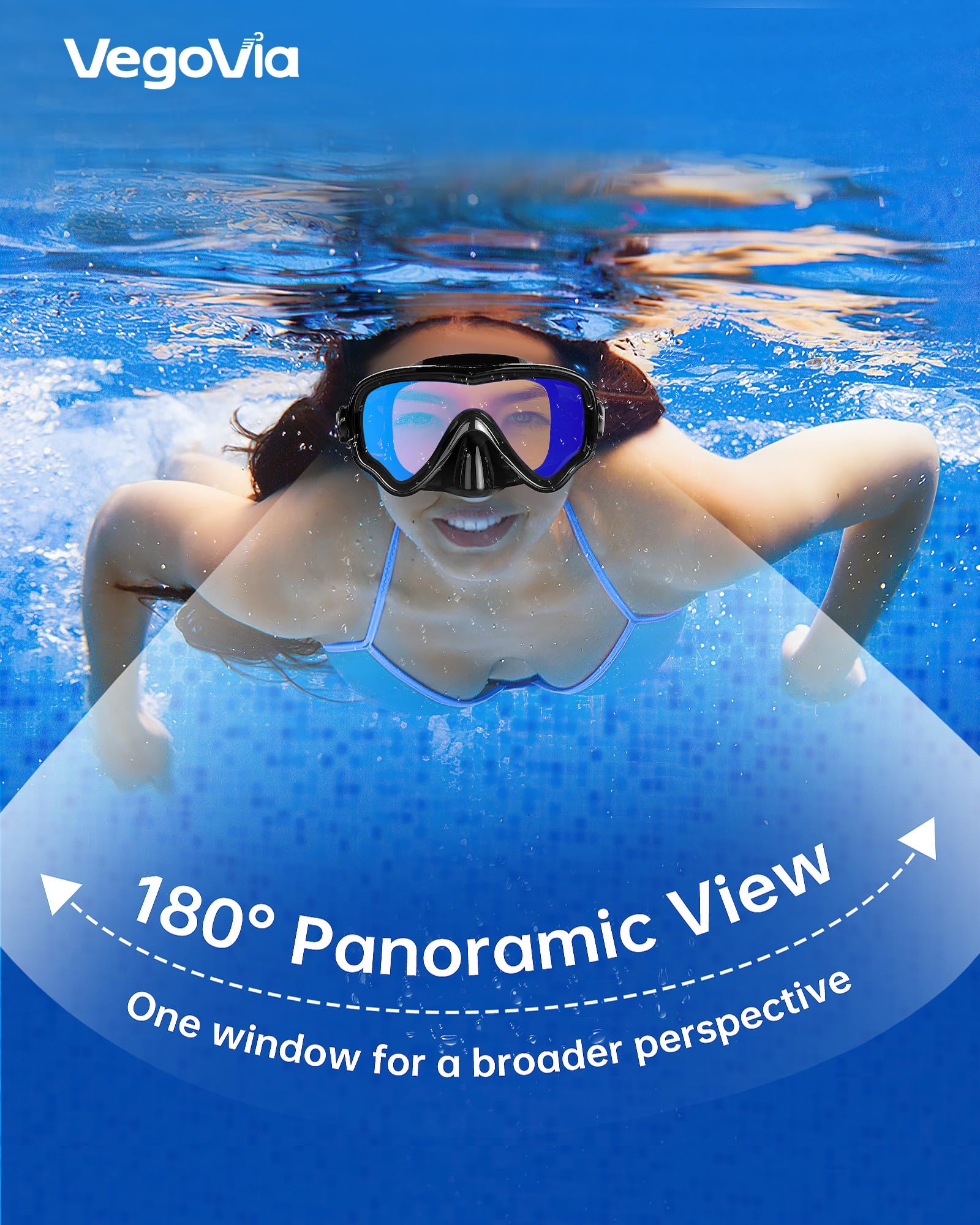 VegoVia Schwimmbrille für Erwachsene mit Nasenabdeckung