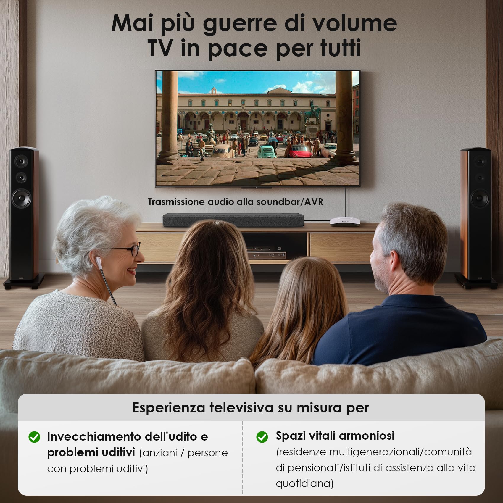 SIMOLIO Cuffie Wireless per TV Senza Fili SM-824D2, Doppie Cuffie TV Wireless Digitali, con Batteria di Ricambio e Funzione Balance & Tone, Amplificatore Audio Personale