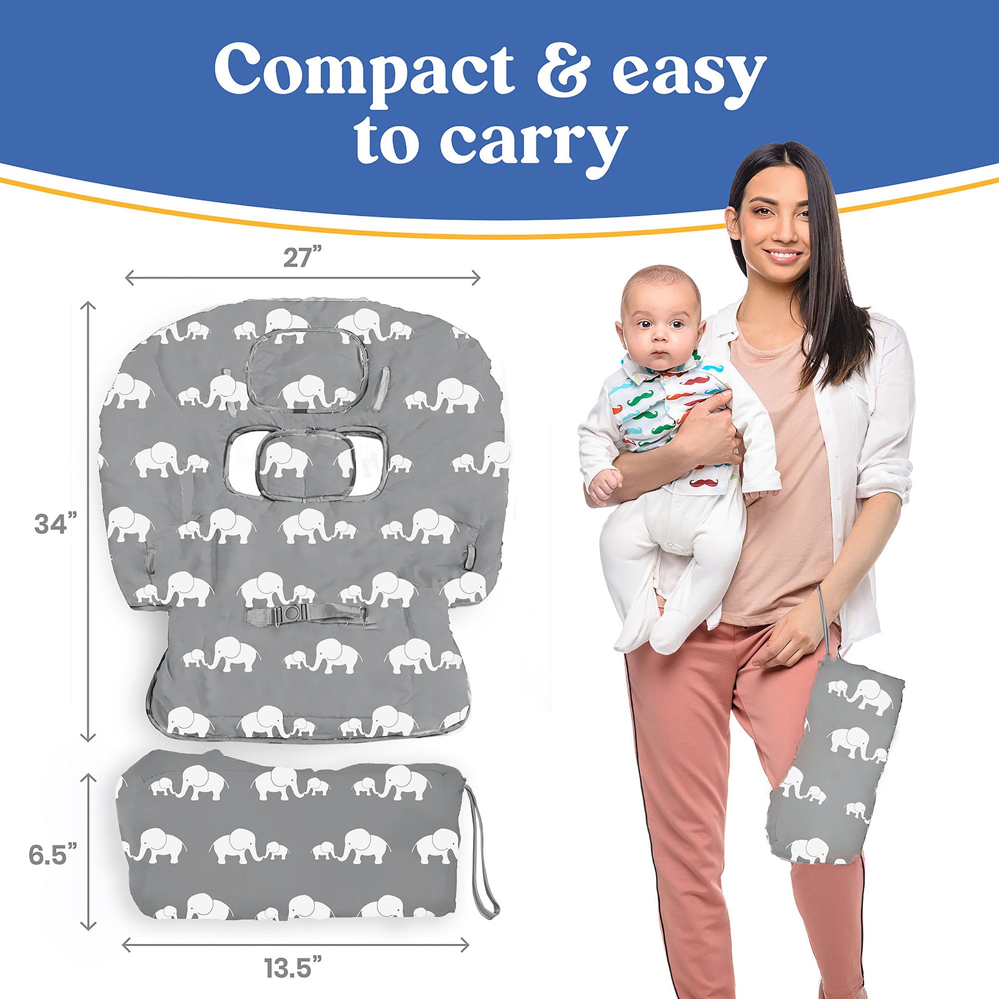 Funda para carrito de compras para bebé PILLANI, funda de silla alta para asiento de restaurante, cubierta de carrito de comestibles para bebés/niños/niños, fundas de algodón para bebés, funda para