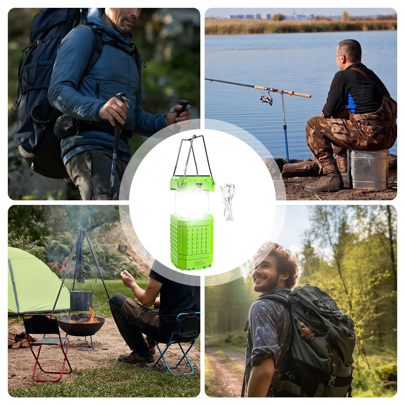 Luce da campeggio USB, torcia impermeabile sospesa | torcia solare con ricarica USB - per riparazioni auto, arrampicata, giardino, cortile, escursionismo,