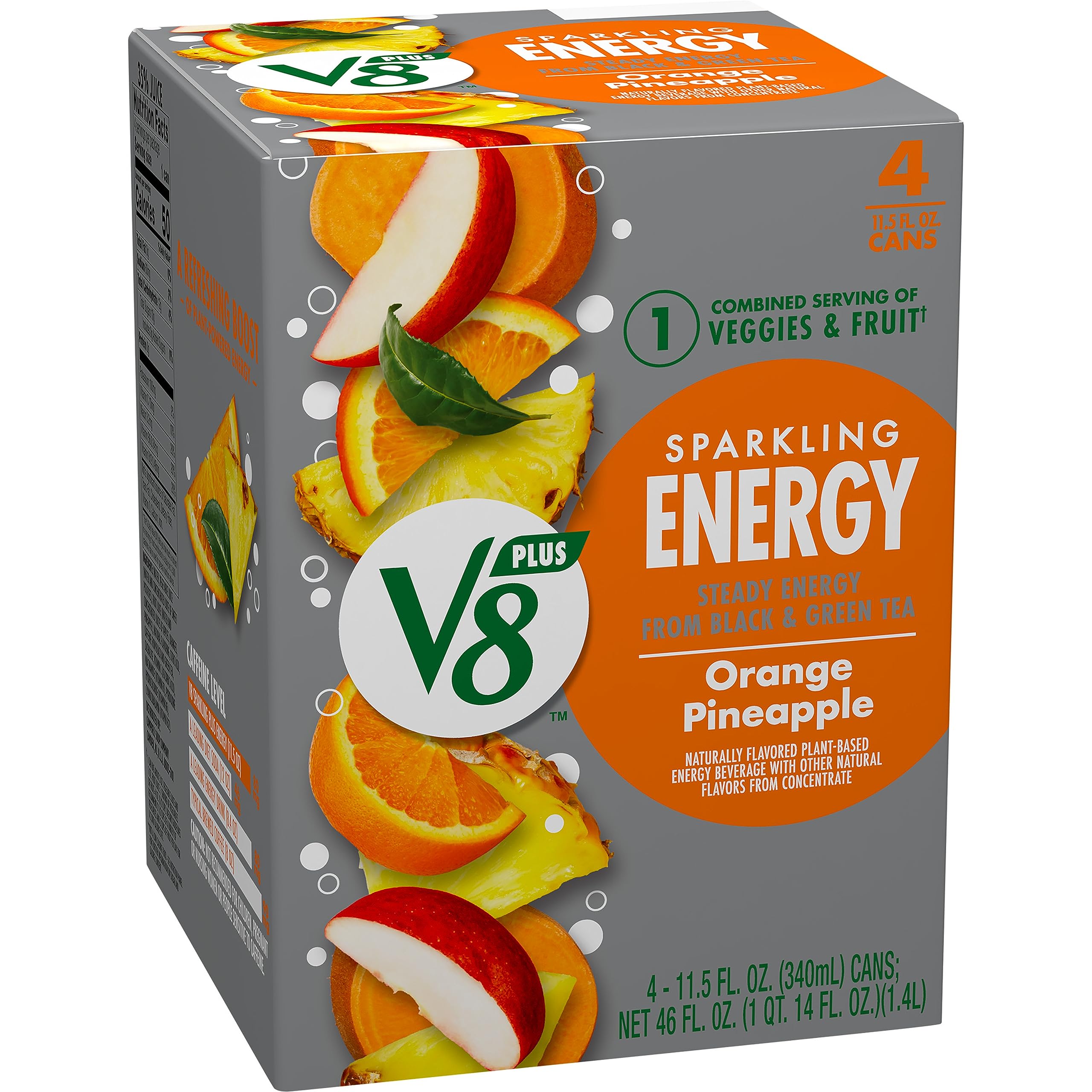 Amazon.com : V8 +Energy Sparkling Orange Pineapple Juice Energy