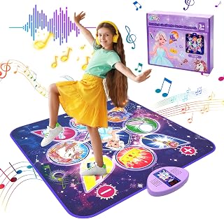 Skirfy Dance Mat, Unicorn Toys for Girls Electronic Dance Pad with 7 Games Mode, Dance Games with Touch Sensitive LED Lights, Musical Mat Birthday for Toddler Girls for 3-12