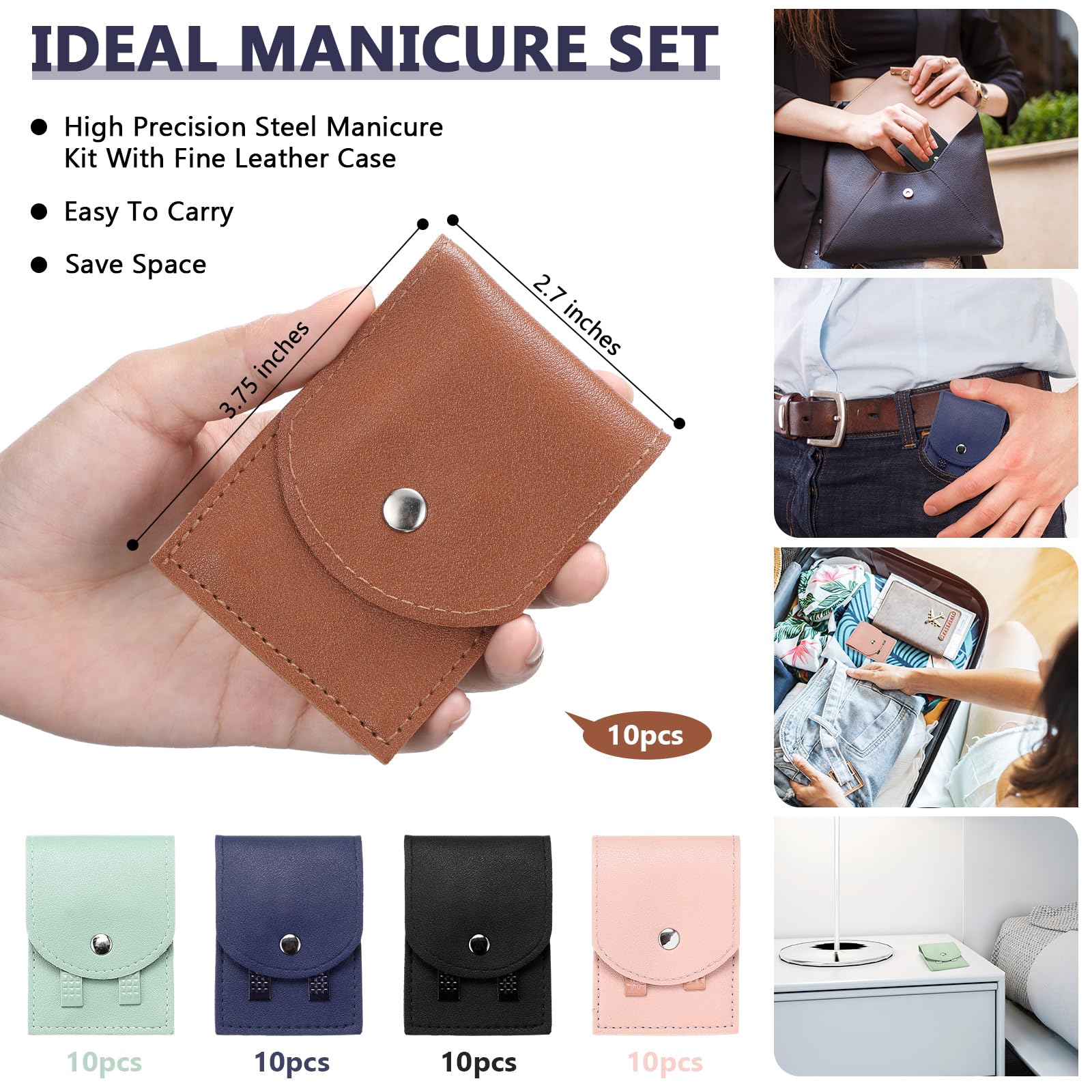 Geosar Juego de 50 piezas de manicura de viaje, cortaúñas, pedicura, herramientas profesionales para el cuidado de las uñas, de acero inoxidable, con estuche de viaje portátil, regalos para la familia