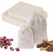30 Pcs Natural Cotton Drawstring Spice Bags, 14x6 6x8 In Assorted Size Reusable Tea Filter Bags for Spices, Cooking Soup and Herb Sachets Cheesecloth Leaf Tea