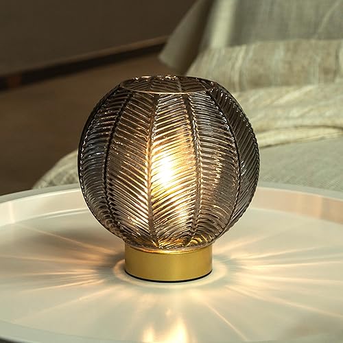 Miniatura 8 de Lámpara de mesa inalámbrica con temporizador, lámpara de mesa inalámbrica con bombilla LED, pequeña lámpara decorativa de cristal para mesita de