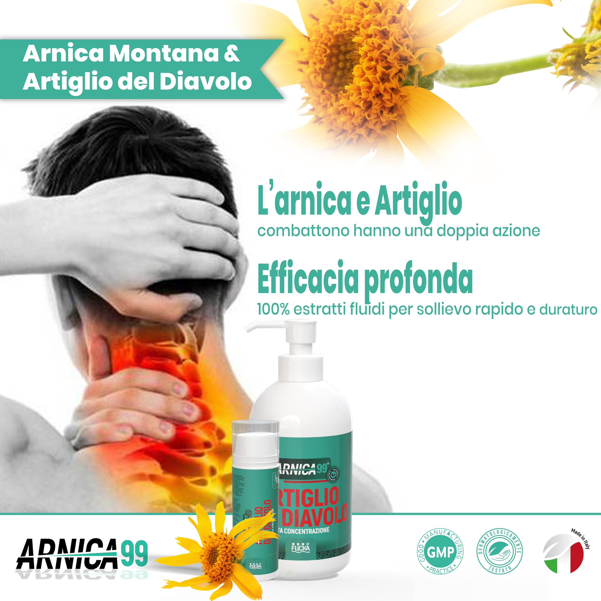 CREMA ARNICA e ARTIGLIO DEL DIAVOLO Gel Forte Arnica per Cavalli uso umano, crema riscaldante muscoli sportiva pomata forte Azione rapida 100% Naturale Italiana