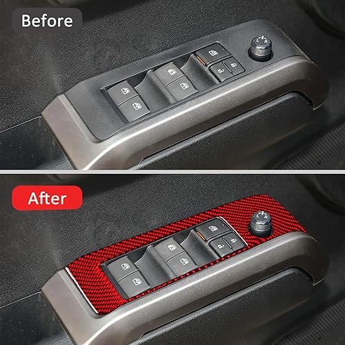 Miniatura 6 de Compatible with Carbon Fiber Door Window Rasing Lift Control Panel Cover Interior Trim Accessories for Toyota Tacoma 2016 2017 2018 2019 2020 2021