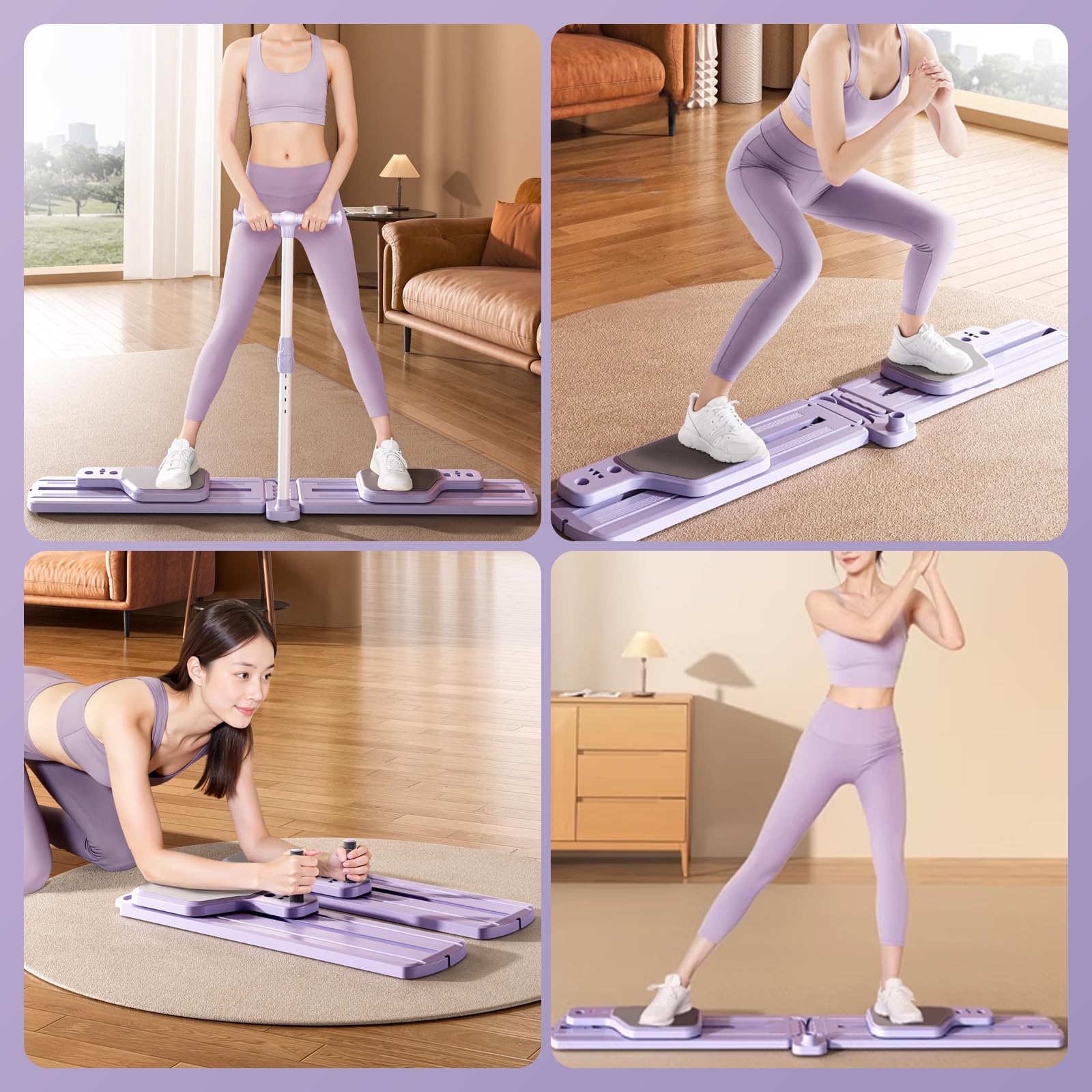 Pilates Reformer Trainingsboard, Yoga Reformer Übungsbrett Set, Mini Pilates Reformer, Faltbare Ab Core Trainer Maschine für Frauen Männer
