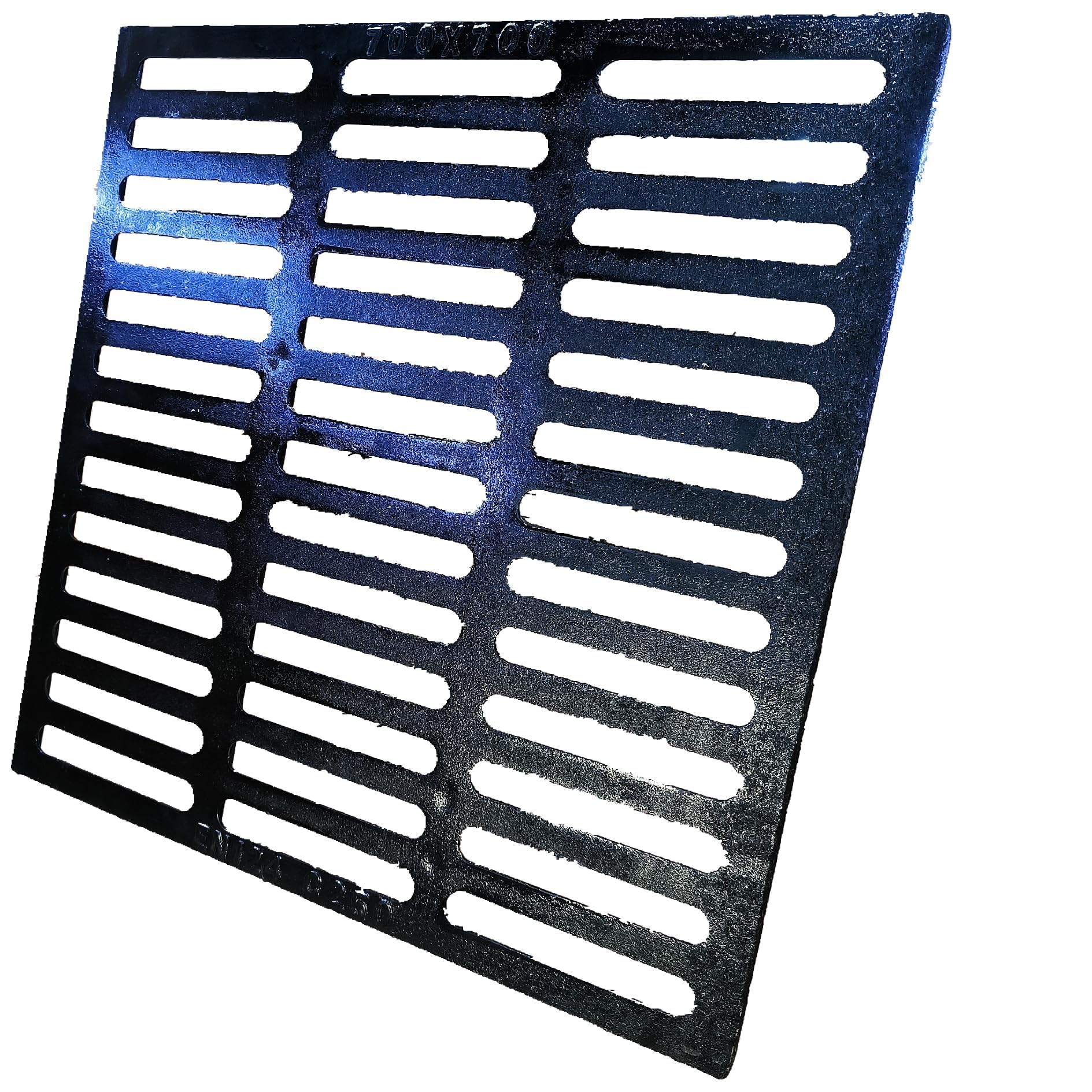 MOSINSBO Cast Iron Drain Grate 700x700 mm Gully Grid, B125 Heavy-Duty Driveway Channel Cover, Outdoor Trench Drainage Grate, Black Square Metal Sewer Cover for Garage