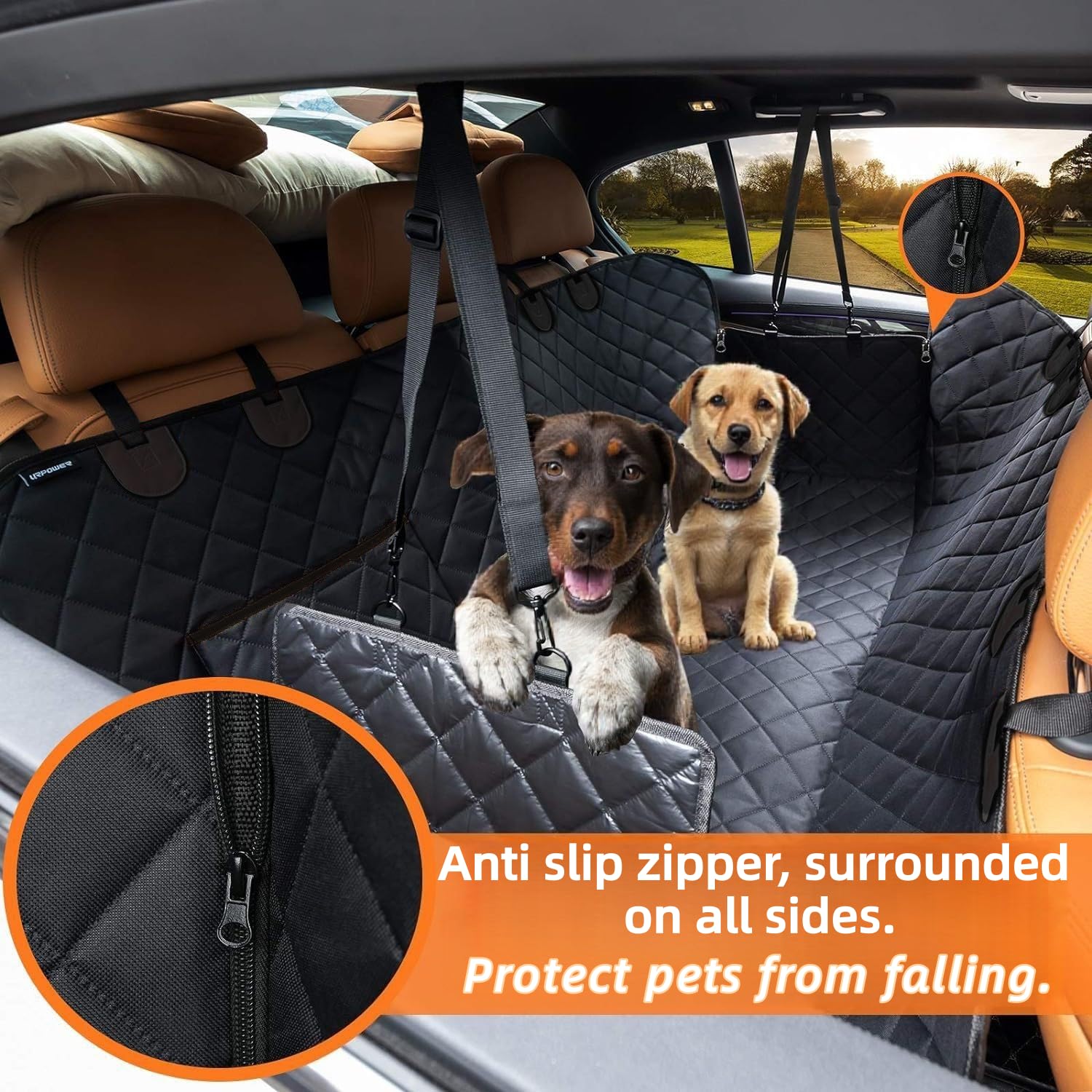 Venotxvi Dog Car Seat Cover for Back Seat,Heavy Duty Dog Hammock for Car with Side Flap,100% Waterproof Pet Backseat Cover, Anti-Scratch Nonslip Pet Seat Protector for Cars Trucks and SUV (Black) - image 3