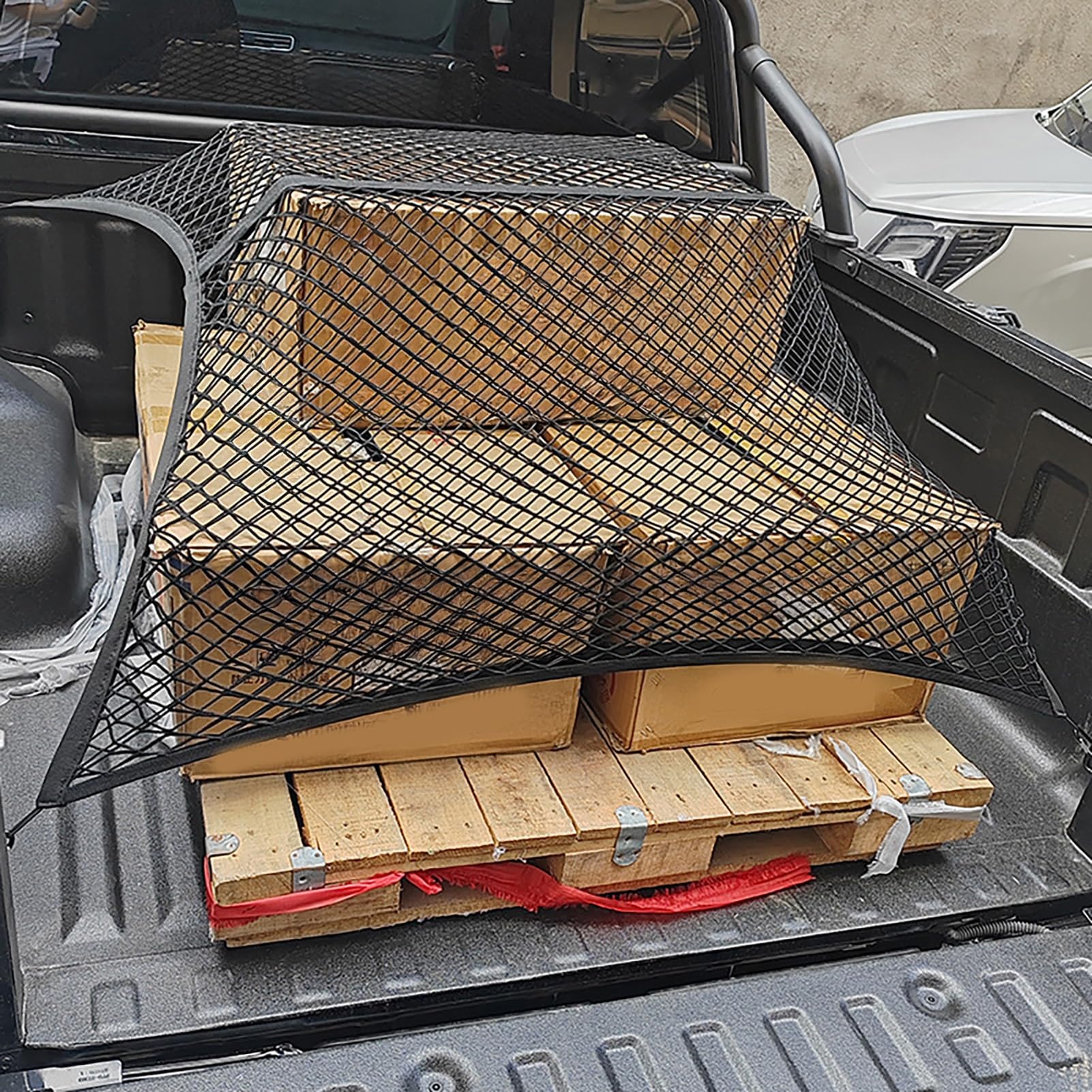Ladeflächennetz für Pickups, elastisches Gepäcknetz mit 4 Haken