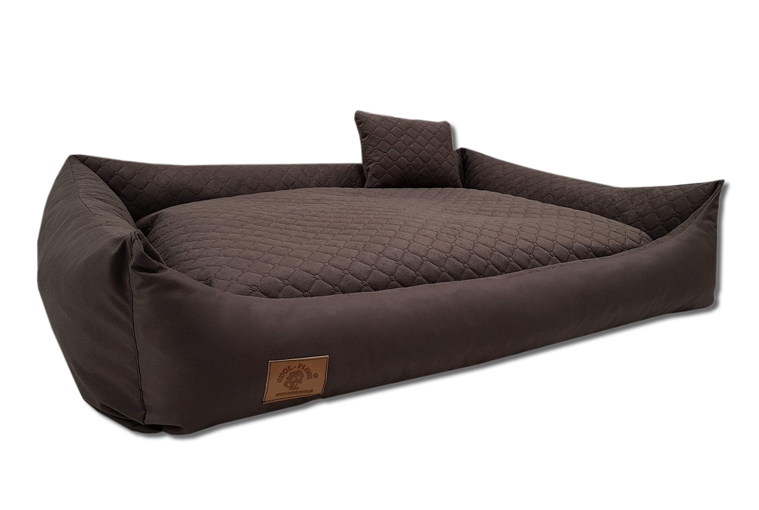 Odolplusz Cama para perros lavable con borde, cojín para perros, 120 x 90 cm (marrón)