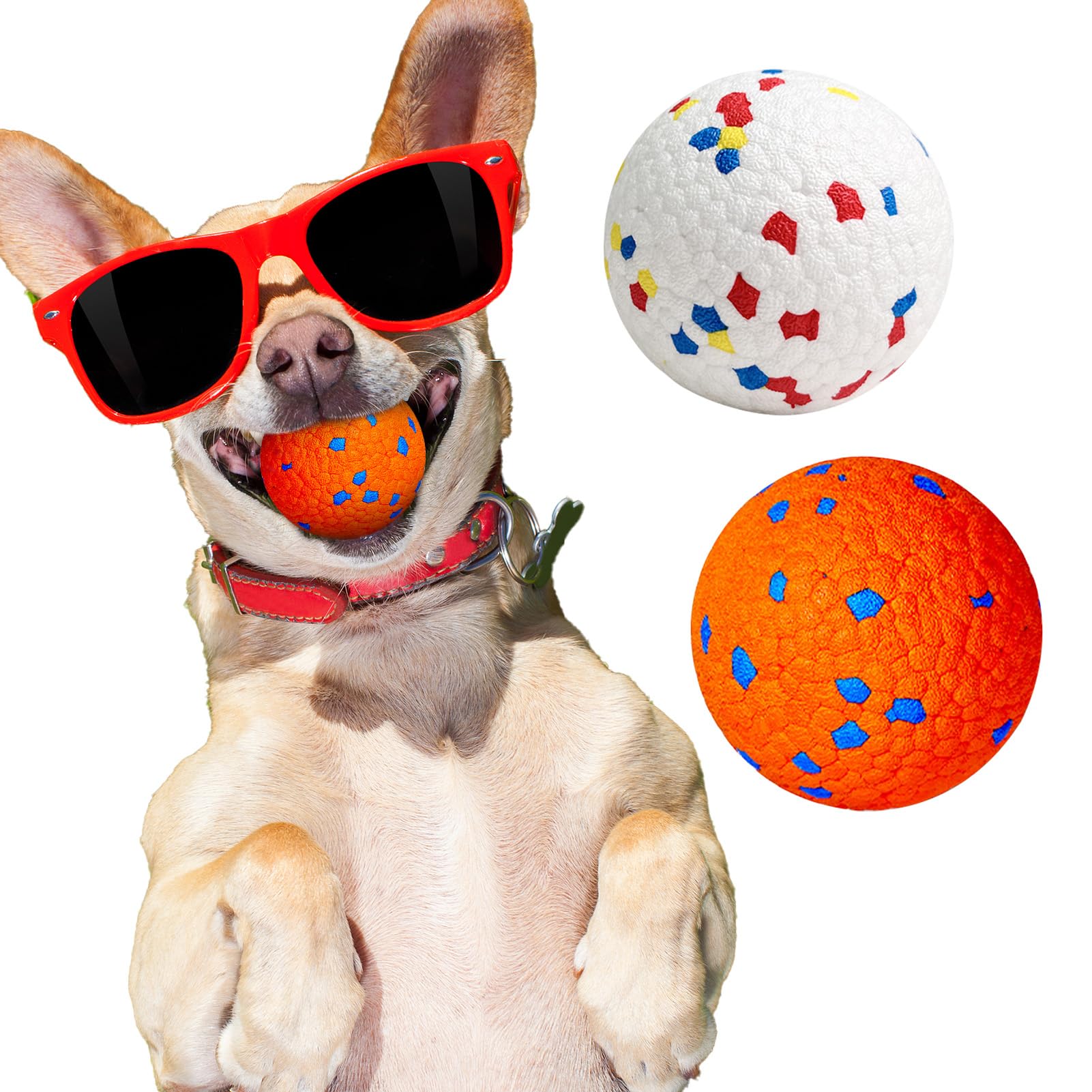 Dog Balls Tennis Balls for Dogs Dog Toys for Aggressive Chewers Durable Rubber Teething Chew Toys Interactive Fetch